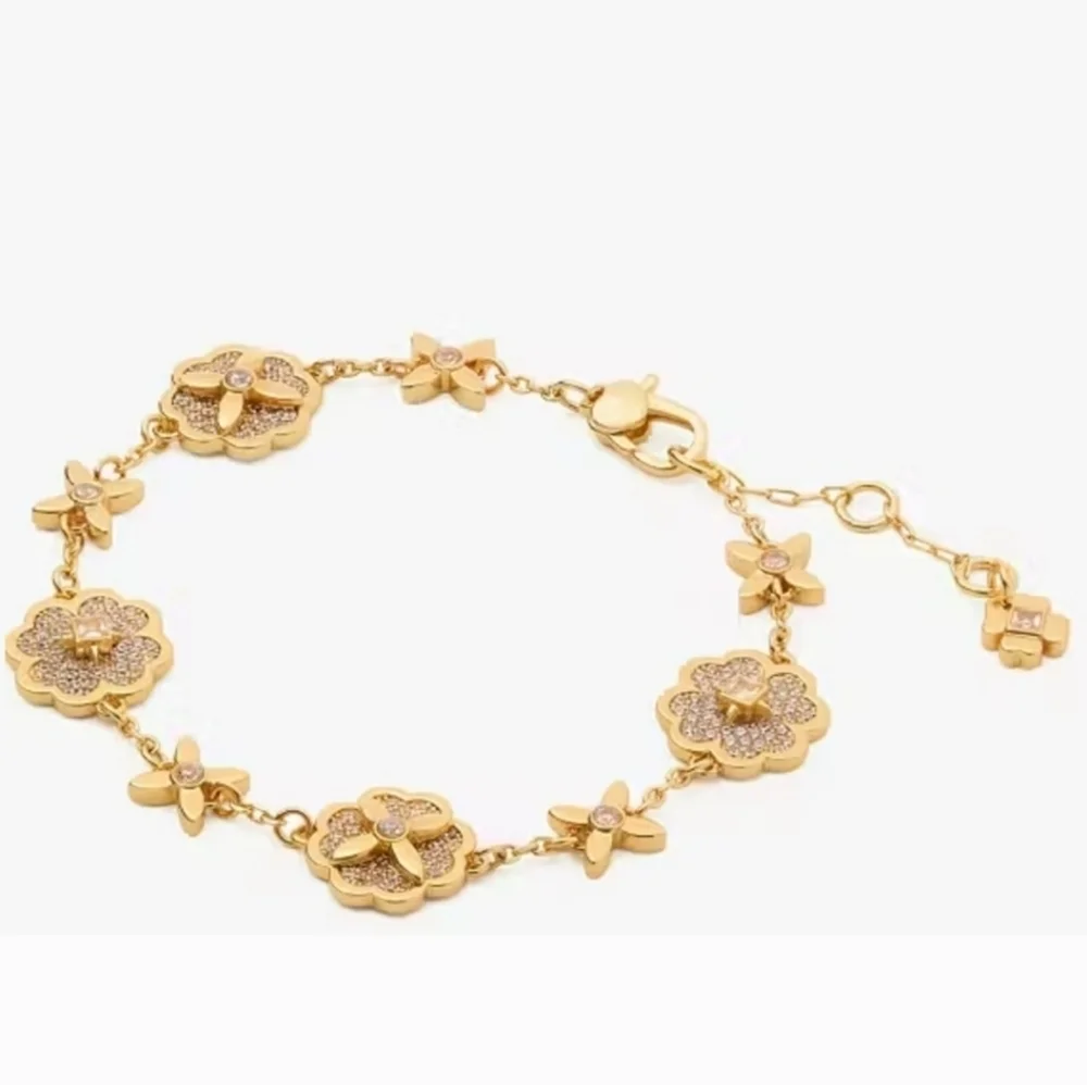 💛🔹️Kate Spade 🔹️ Gold Heritage Bloom Line Bracelet - Picture 4 of 8